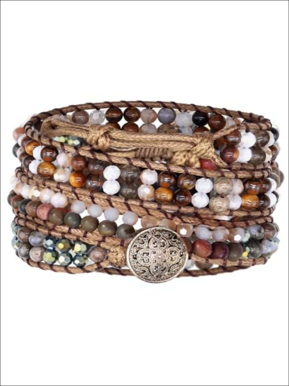 Handmade Adjustable Crystal Natural Stone Wrap Bracelet